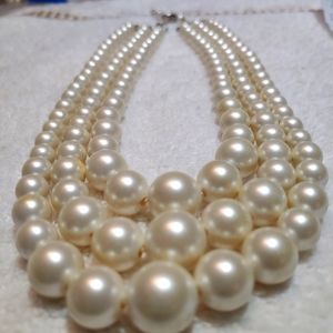 "Dog Collar" Art Nouveau Lace-Pin Closure Pearl Bead Strands